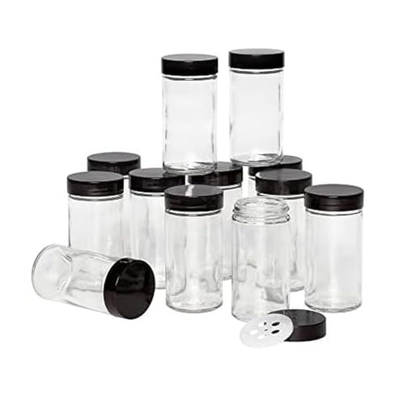 Kamenstein 5244227 Empty Jars With Black Cap, Set Of 12, 3-Ounce - Image 1